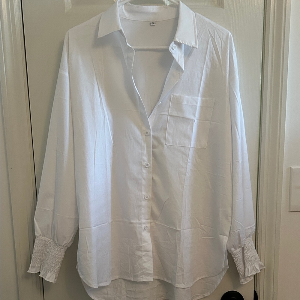Elegant White Button Down Women's Shirt